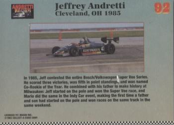 1992 Collect-a-Card Andretti Family Racing #92 1985 Cleveland Back