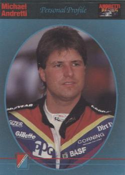 1992 Collect-a-Card Andretti Family Racing #99 Personal Profile Front