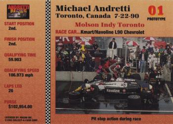 1992 Collect-a-Card Andretti Family Racing #01 Toronto 1990 Back
