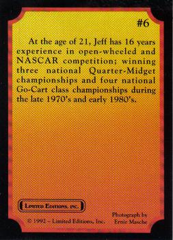 1992 Limited Editions Jeff Gordon #6 Jeff Gordon Back
