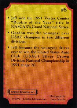 1992 Limited Editions Jeff Gordon #8 Jeff Gordon Back