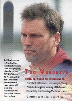 1996 Score Board Autographed #16 Ted Musgrave Back
