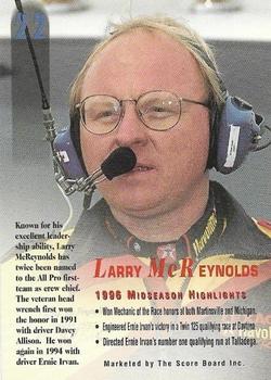 1996 Score Board Autographed #22 Larry McReynolds Back