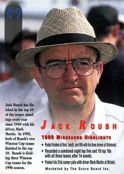1996 Score Board Autographed #49 Jack Roush Back