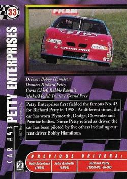 1997 Score Board Autographed #33 Bobby Hamilton's Car Back