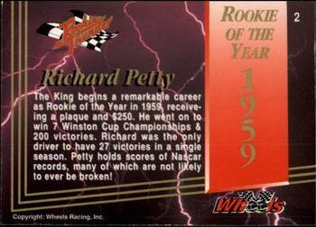 1993 Wheels Rookie Thunder #2 Richard Petty Back