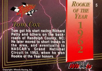 1993 Wheels Rookie Thunder #5 Tom Cox Back