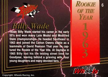 1993 Wheels Rookie Thunder #6 Billy Wade Back