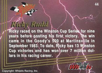 1993 Wheels Rookie Thunder #44 Ricky Rudd Back