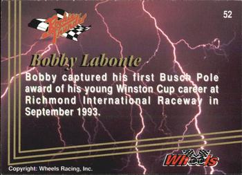 1993 Wheels Rookie Thunder #52 Bobby Labonte Back