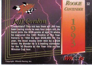 1993 Wheels Rookie Thunder - Platinum #32 Jeff Gordon Back