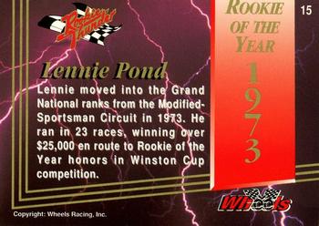 1993 Wheels Rookie Thunder - Platinum #15 Lennie Pond Back