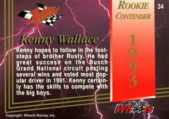 1993 Wheels Rookie Thunder - Platinum #34 Kenny Wallace Back