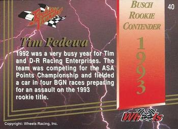 1993 Wheels Rookie Thunder - Platinum #40 Tim Fedewa Back