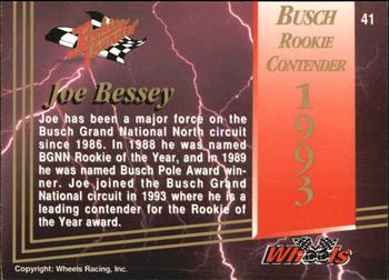 1993 Wheels Rookie Thunder - Platinum #41 Joe Bessey Back
