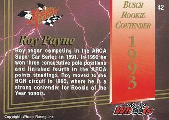 1993 Wheels Rookie Thunder - Platinum #42 Roy Payne Back