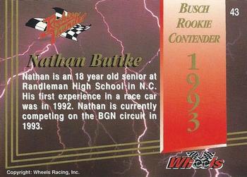 1993 Wheels Rookie Thunder - Platinum #43 Nathan Buttke Back