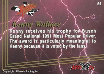 1993 Wheels Rookie Thunder - Platinum #54 Kenny Wallace Back