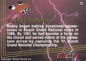 1993 Wheels Rookie Thunder - Platinum #72 Bobby Labonte Back