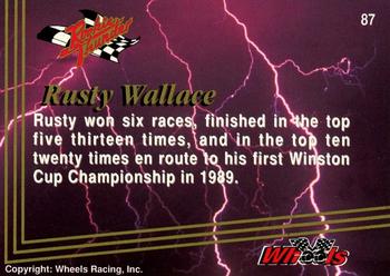 1993 Wheels Rookie Thunder - Platinum #87 Rusty Wallace Back