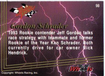 1993 Wheels Rookie Thunder - Platinum #98 Ken Schrader / Jeff Gordon Back