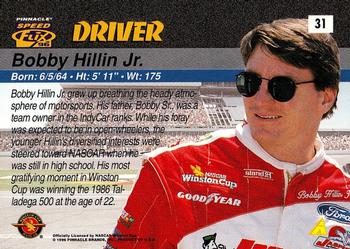 1996 Pinnacle Speedflix #31 Bobby Hillin Jr. Back