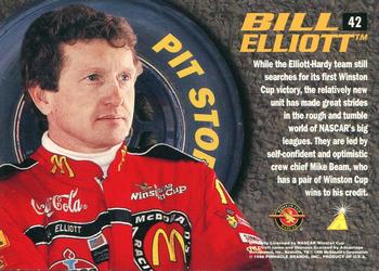 1996 Pinnacle Speedflix #42 Bill Elliott's Car in pits Back