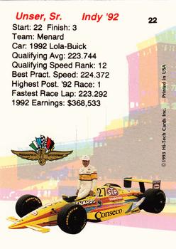 1993 Hi-Tech Indy #22 Al Unser Back