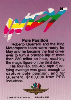 1993 Hi-Tech Indy #35 Roberto Guerrero Back