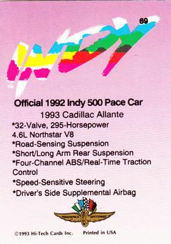 1993 Hi-Tech Indy #69 1992 Pace Car Back