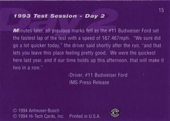 1994 Hi-Tech Brickyard 400 #15 Test Session-Day 2 Back