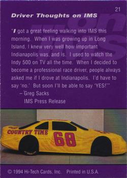 1994 Hi-Tech Brickyard 400 #21 Thoughts on IMS Back
