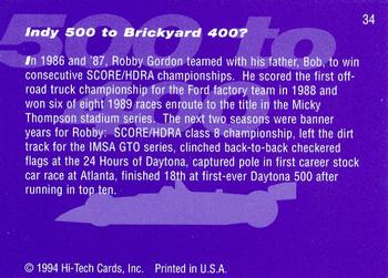 1994 Hi-Tech Brickyard 400 #34 Indy 500 to Brickyard 400? Back