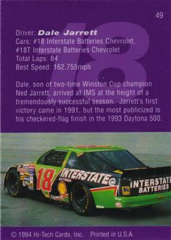 1994 Hi-Tech Brickyard 400 #49 Dale Jarrett Back