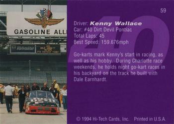 1994 Hi-Tech Brickyard 400 #59 Kenny Wallace Back