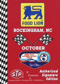 1992 Food Lion Richard Petty #105 Rockingham, NC October Front