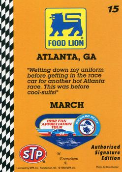 1992 Food Lion Richard Petty #15 Richard Petty Back