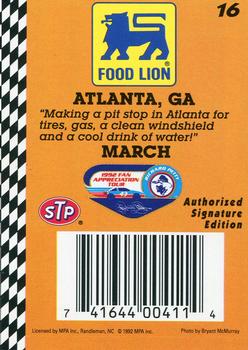1992 Food Lion Richard Petty #16 Richard Petty's Car Back