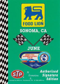 1992 Food Lion Richard Petty #45 Sonoma, CA June Front