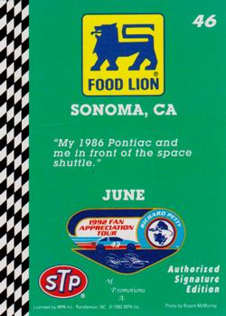 1992 Food Lion Richard Petty #46 Richard Petty Back