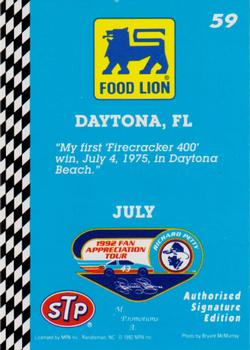 1992 Food Lion Richard Petty #59 Richard Petty Back