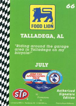 1992 Food Lion Richard Petty #66 Richard Petty Back