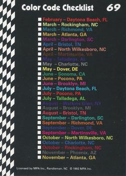 1992 Food Lion Richard Petty #69 Watkins Glen, NY August Back