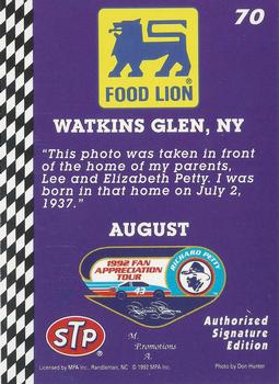1992 Food Lion Richard Petty #70 Richard Petty Back