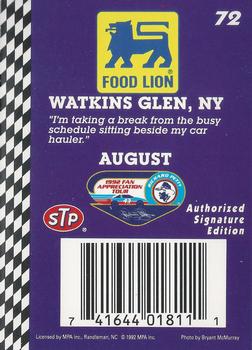 1992 Food Lion Richard Petty #72 Richard Petty Back