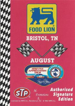 1992 Food Lion Richard Petty #77 Bristol, TN August Front