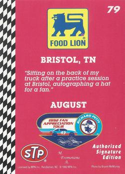 1992 Food Lion Richard Petty #79 Richard Petty Back