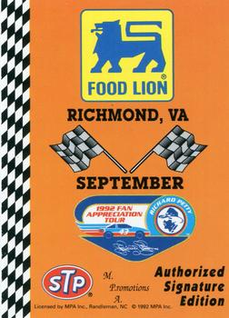 1992 Food Lion Richard Petty #85 Richmond, VA September Front