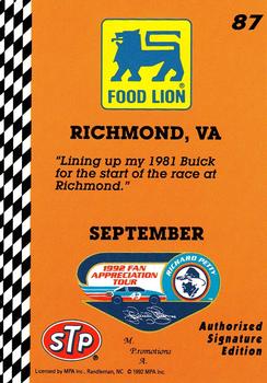 1992 Food Lion Richard Petty #87 Richard Petty's Car Back