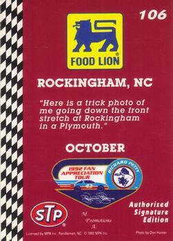 1992 Food Lion Richard Petty #106 Richard Petty's Car Back